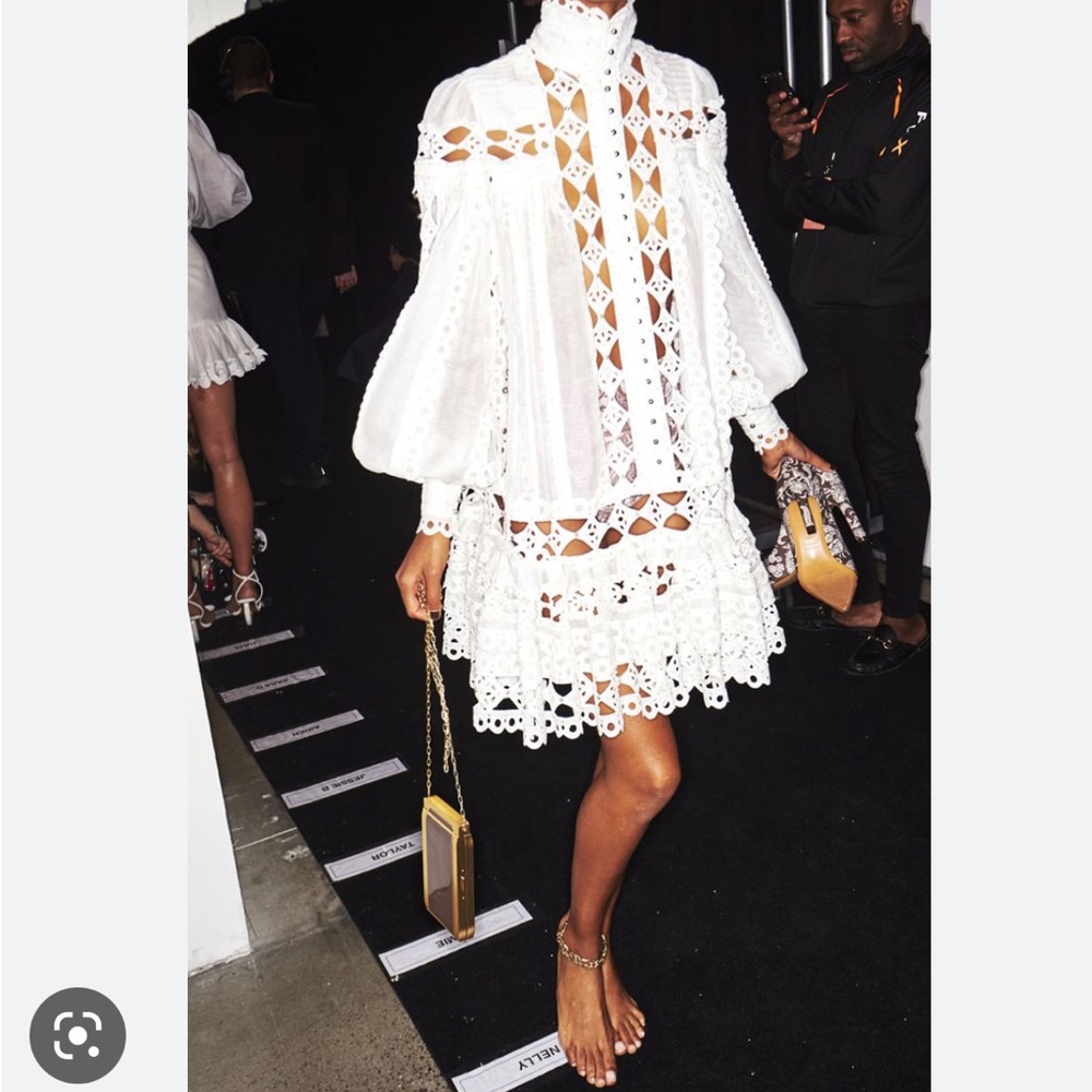 Zimmermann White Eyelet Lace Mini Dress